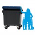 4-wheel waste container 1100 L ESE Split Lid with ”flap in flap" blue