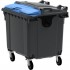 4-wheel waste container 1100 L ESE Split Lid with ”flap in flap" blue