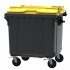 4-wheel waste container 1100 L ESE Split Lid with ”flap in flap" yellow