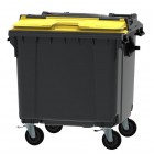 4-wheel waste container 1100 L ESE Split Lid with ”flap in flap" yellow