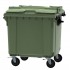 4-wheel waste container 1100 L ESE Split Lid with ”flap in flap" green