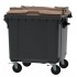 4-wheel waste container 1100 L ESE Split Lid with ”flap in flap" brown