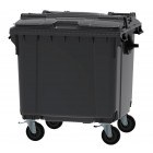 4-wheel waste container 1100 L ESE Split Lid with ”flap in flap" black