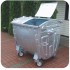 Metal waste container 1100L with three-part flap