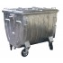 Metal waste container 1100L with three-part flap