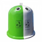 Bell-shaped waste container with two compartments