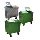 Metal waste container 1100 - three-part flap