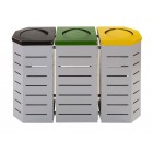 Set of Metalic waste segregation containers 3 x 80L