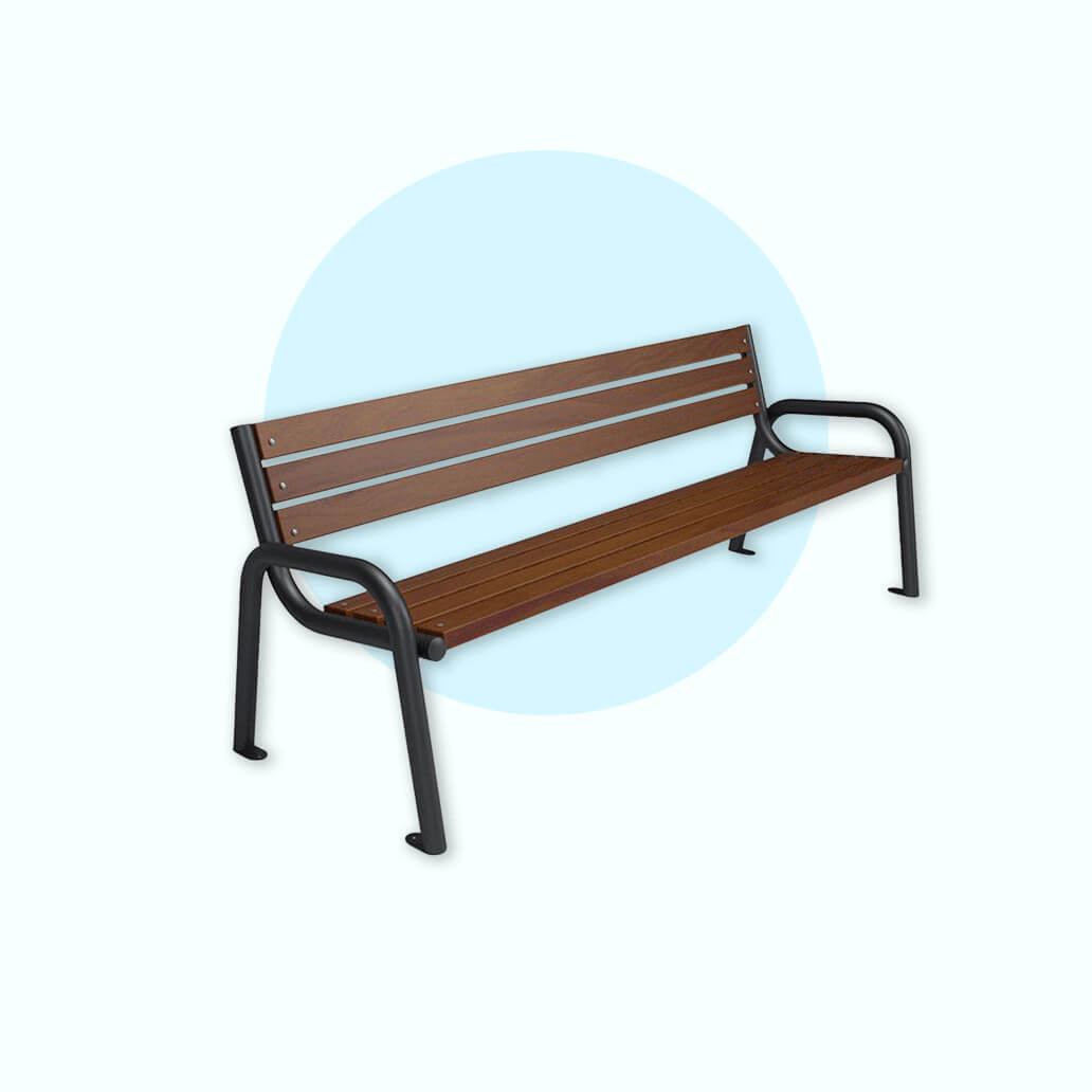 Park benches, city benches, wooden benches with backrest, benches without backrest, garden benches.