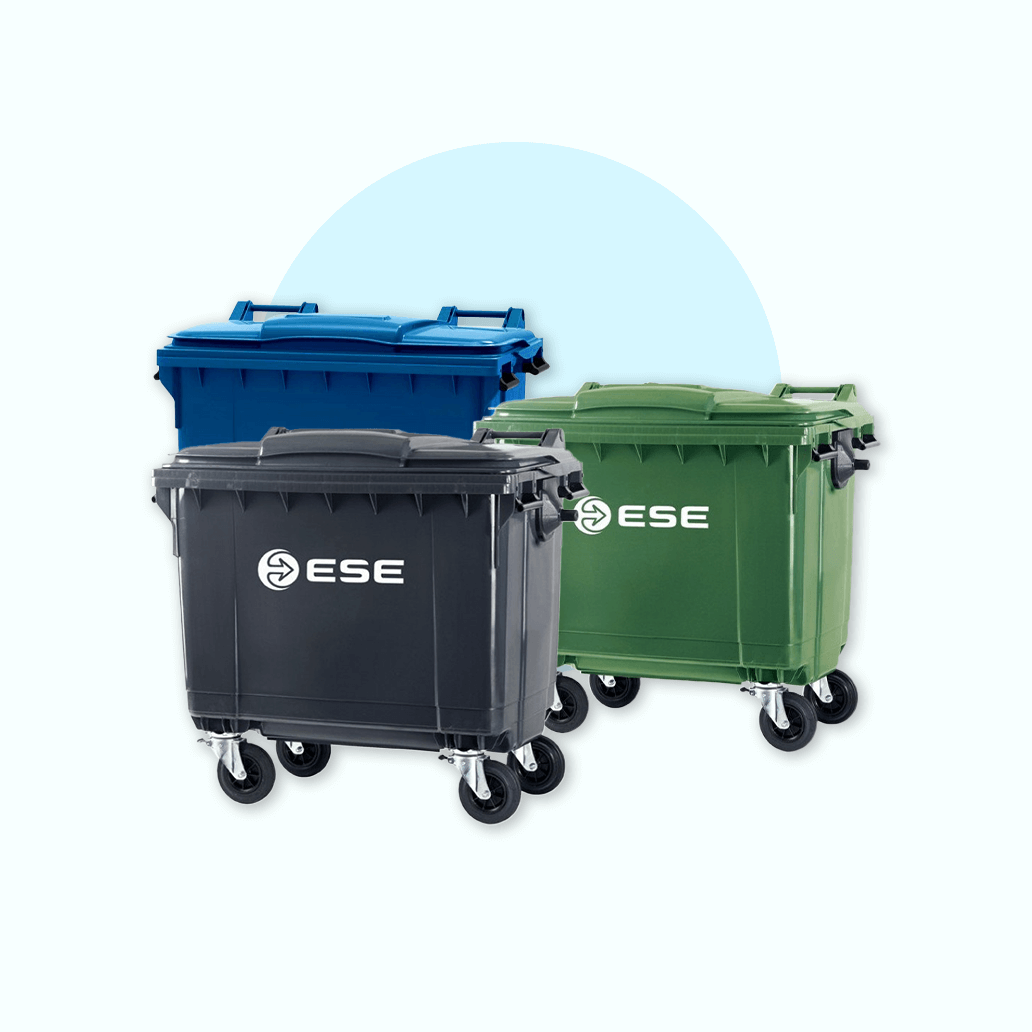 Waste bins 660L, waste containers 660L.