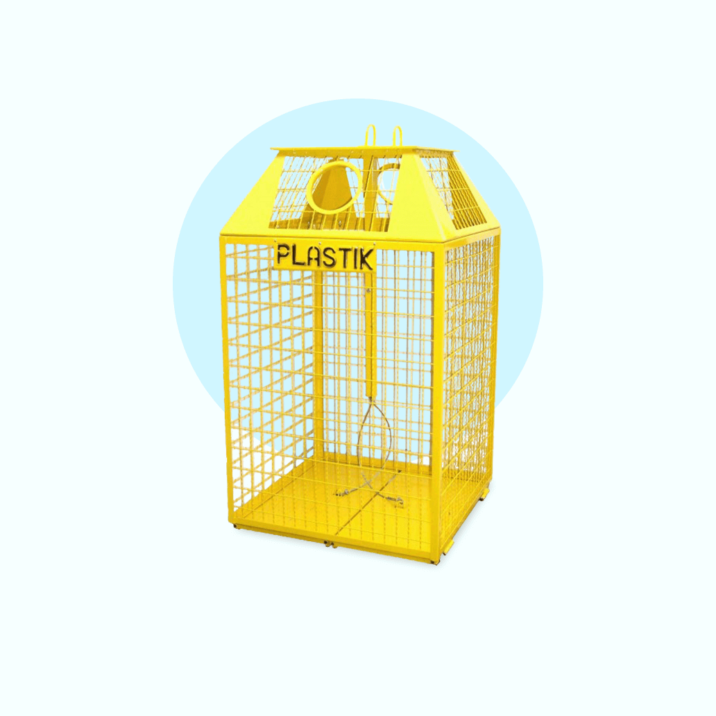 Mesh waste containers, metal mesh containers.