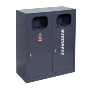 2-compartment recycling bin Eco Estri 2 x 60 L, galvanized