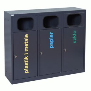 3-compartment recycling bin Eco Estri 3 x 60 L, galvanized