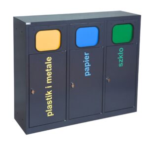Eco Estri 3-compartment recycling bin, 3 × 60 L, with flaps