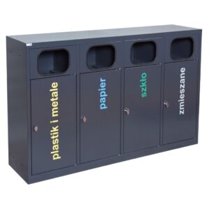 Galvanized 4-compartment recycling bin Eco Estri 4 x 60 L