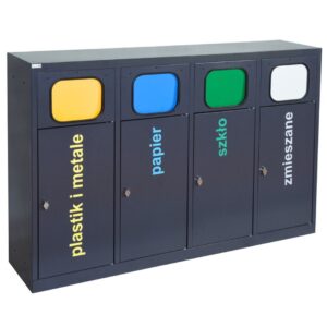 Recycling bin 4-compartment eco estri 4 x 60 L with flaps