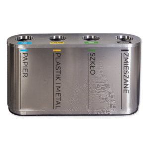 Titanium recycling bin 4 x 60 L stainless steel