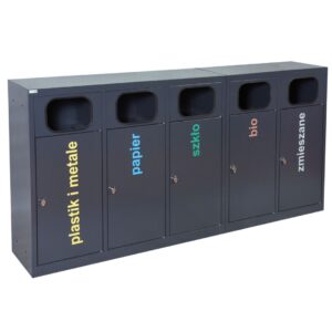 Recycling bin 5-compartment Eco Estri 5 x 60 L galvanized