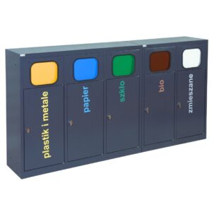Recycling bin, 5-compartment ECO Estri, 5 × 60 L with flaps