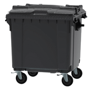 Waste container 1100 L ESE split lid with flap-in-flap black