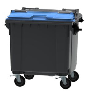 Waste container 1100 L ESE split lid with "flap-in-flap" blue